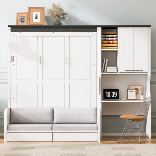 Multi Functional Murphy Bed With Sofa, Desk, And Storage Cabinet In, Full Size - White Hearth and Haven