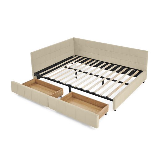 Upholstered Storage Tufted Bed Frame With Backrest And Armrests Home Essentials