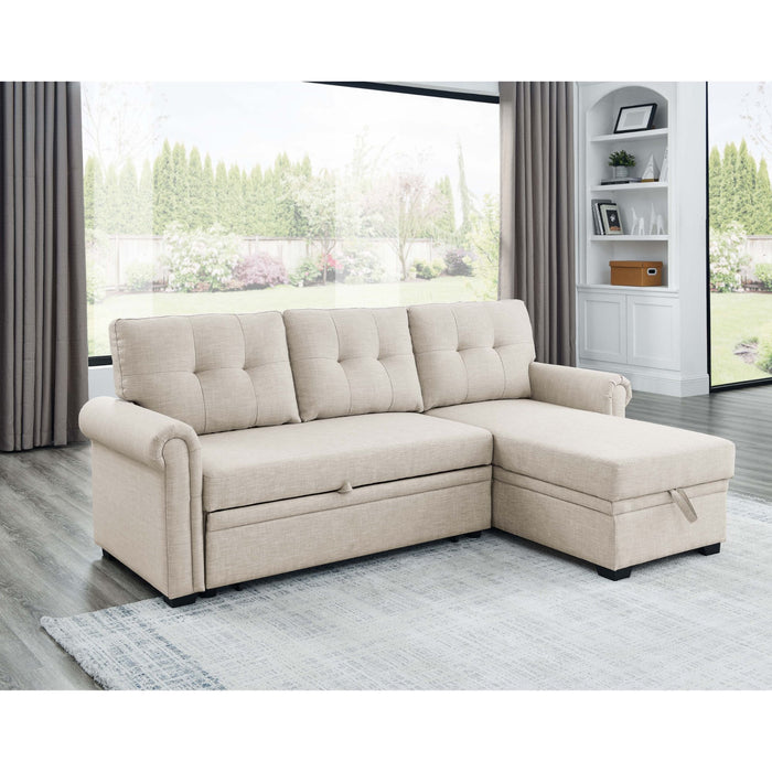 Upholstered Sleeper Sofa With Reversible Storage Chaise Home Essentials