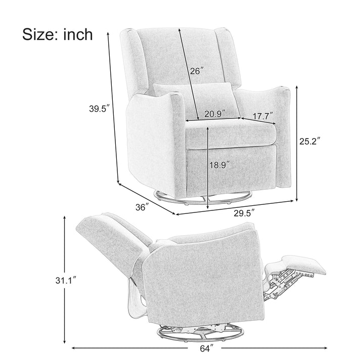 Wide Wingback Swivel Glider Rocker Recliner Chair Hearth and Haven