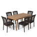 7 Piece Outdoor Patio Dining Set With Table & 6 Chairs - Brown / Brown Multi Noble House