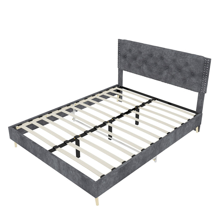 Upholstered Bed With Tufted Headboard Home Essentials