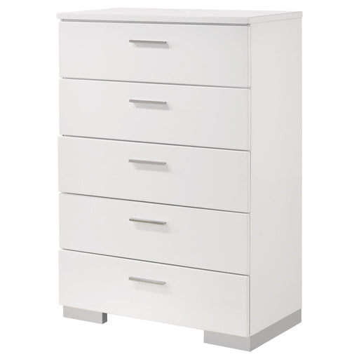 Dulcey - 5 Drawer Bedroom Chest - White Furniture Max