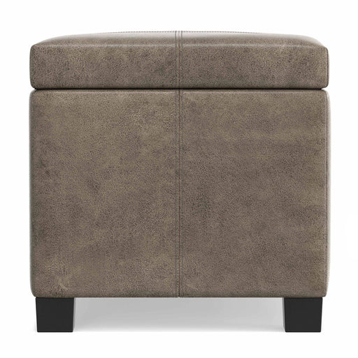 Dover - Storage Ottoman In Smoky Leather With Lift Up Storage - Brown Simpli-Home