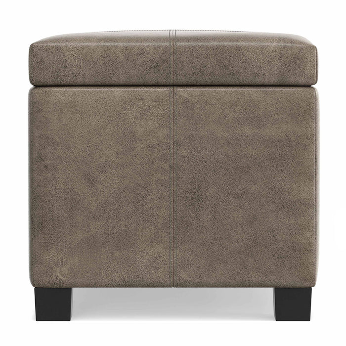 Dover - Storage Ottoman In Smoky Leather With Lift Up Storage - Brown Simpli-Home
