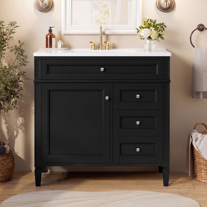 Bathroom Vanity With Sink, Rectangular Storage Cabinet & 2 Drawers And Tip Out Drawer Hearth and Haven