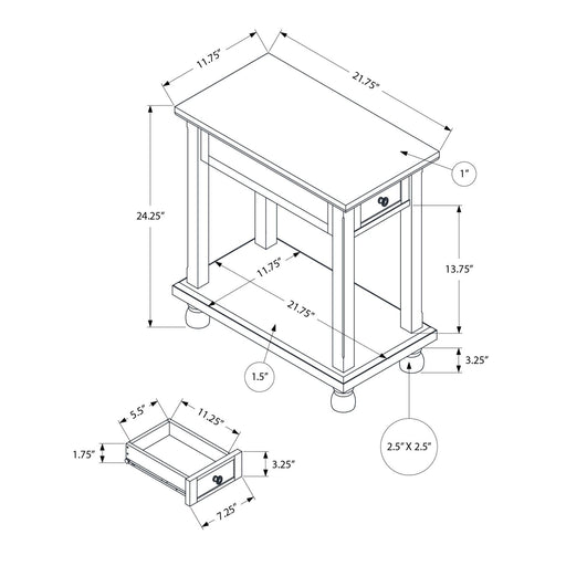 Accent End Table, Storage Drawer, Traditional - Espresso 8th Street