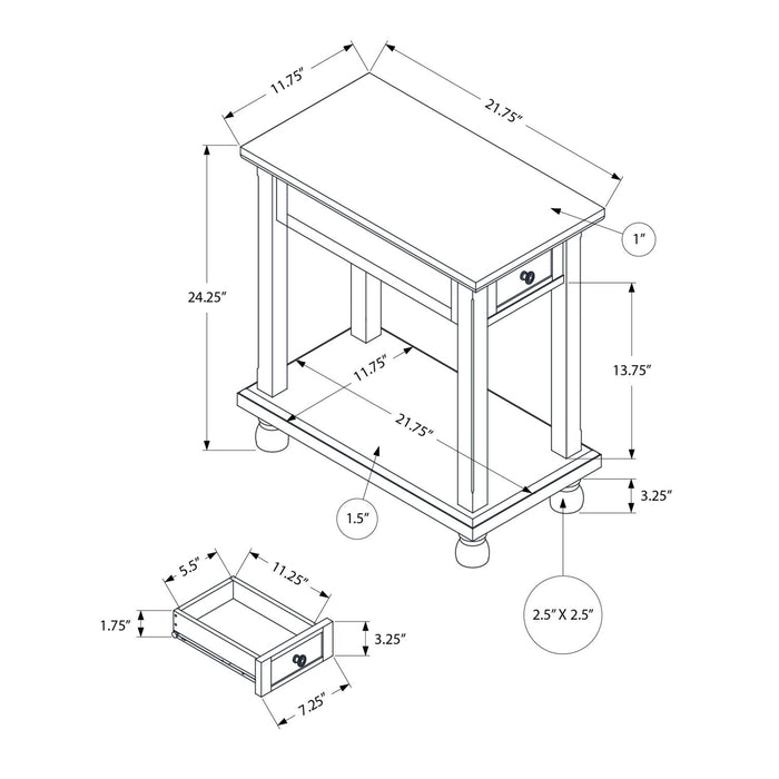 Accent End Table, Storage Drawer, Traditional - Espresso 8th Street