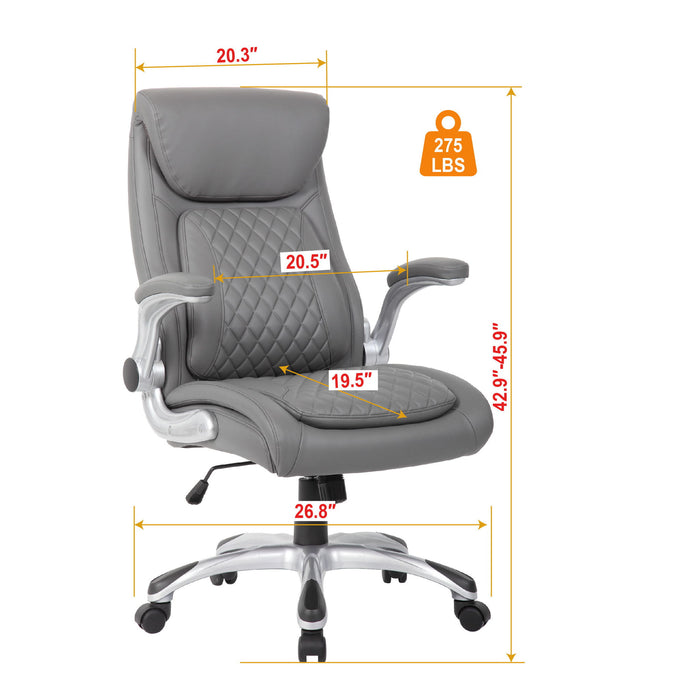 High Back Ergonomic Executive Office Chair, Adjustable Height And Lumbar Support For Home & Office - Antique Gray Home Essentials