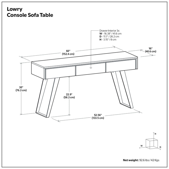 Lowry - Console Sofa Table - Oak Simpli-Home