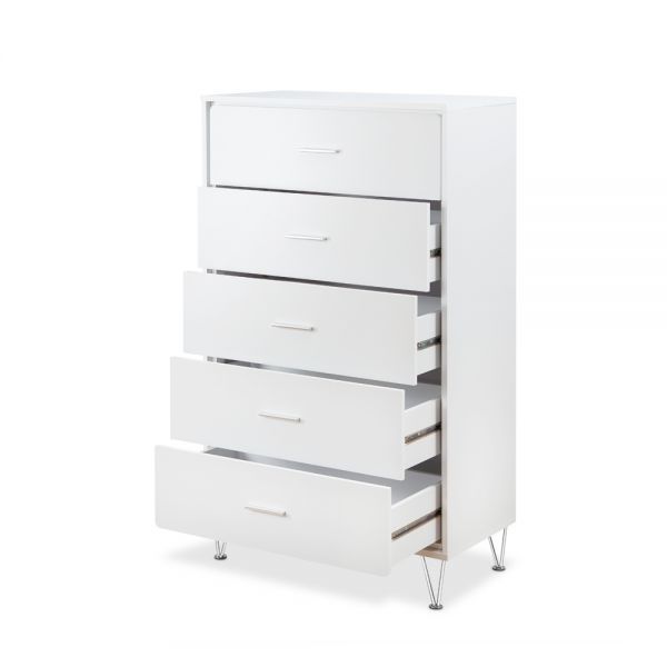 Five Drawer Standard Chest - White