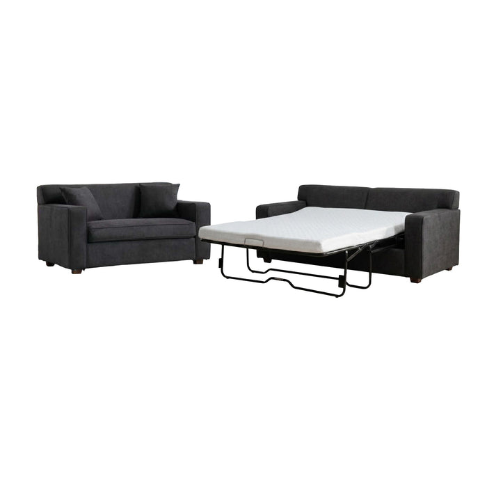 Convertible Sleeper Loveseat & Chair Set With Fold Out Mattress, Loveseat & Chair - Gray Home Essentials