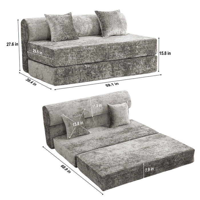 Convertible Design Sofa Bed, 2 Seater Fold Out Floor Couch Home Essentials
