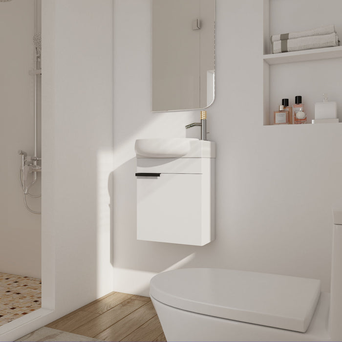 Soft Close Doors Bathroom Vanity With Sink, Compact Wall Mounted Design Basin Home Essentials