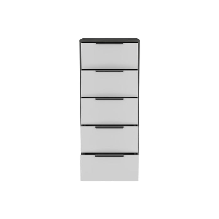 Five Drawer Standard Chest - White And Gray