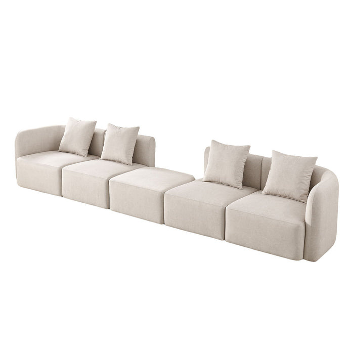 L-Shaped Modular Sectional Sofa With Ottoman, Living Room Furniture Set - Beige Home Essentials