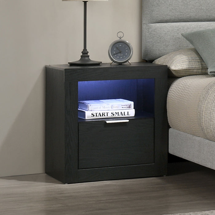 Asher - Nightstand With LED Light - Smoke New Classic