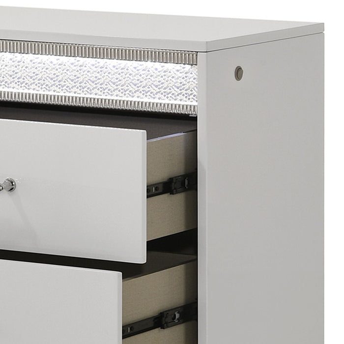Glam - 2 Drawer Nightstand With LED Lighting - White Matrix Furniture Group