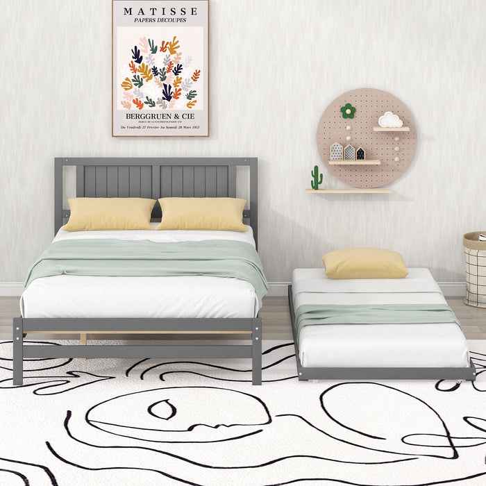 Platform Bed With Adjustable Trundle Hearth and Haven