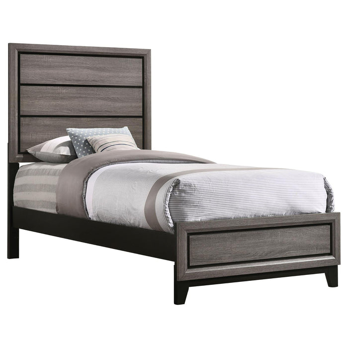 Twin Panel Bed With Tapered Legs - Gray Furniture Max