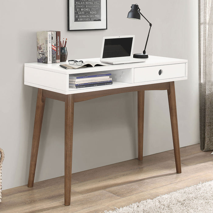 1 Drawer Writing Desk, Compact Size For Home Office - White Furniture Max