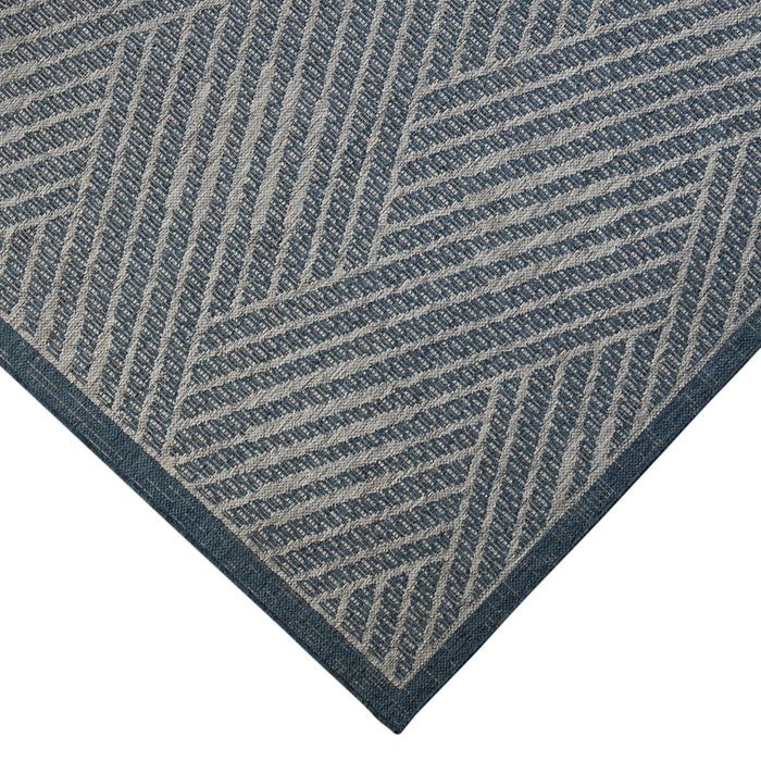 5' X 8' Geometric Stain Resistant Indoor / Outdoor Area Rug - Gray / Blue