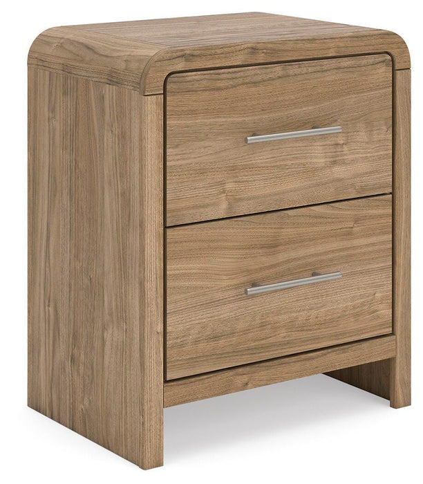 Gramburg - Two Drawer Night Stand - Warm Natural Brown Signature Design by Ashley®