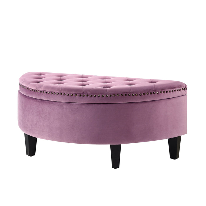 Velvet Tufted Half Circle Storage - Mauve / Black