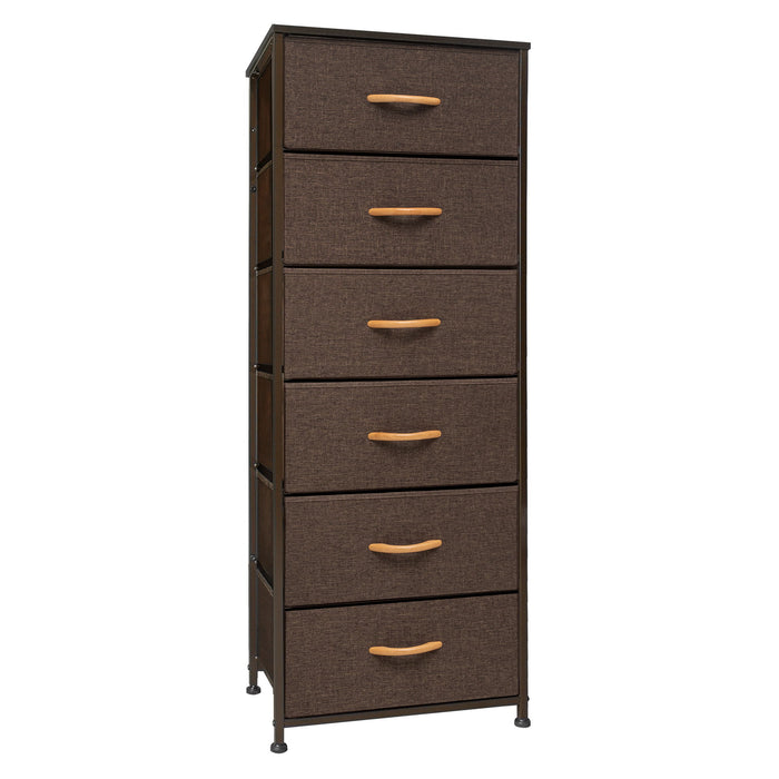 Steel And Fabric Six Drawer Chest - Brown