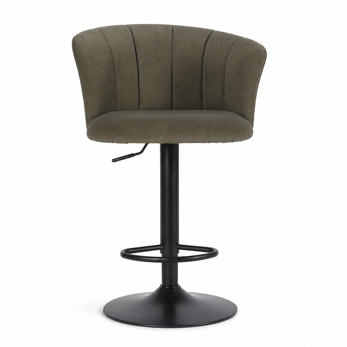 Swivel Bar Stool With Curved Upholstered Backrest And Footrest - Green Home Essentials