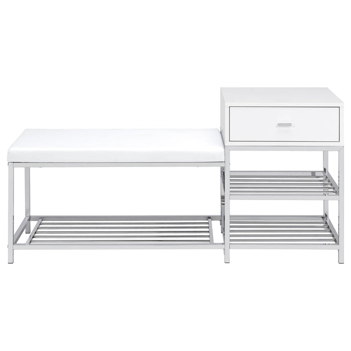 Yesler - 1 Drawer Storage Bench - Glossy White Furniture Max