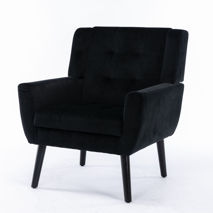 Modern Soft Velvet Material Ergonomics Accent Chair Living Room Chair Bedroom Chair Home Chair With Black Legs For Indoor Home - Black