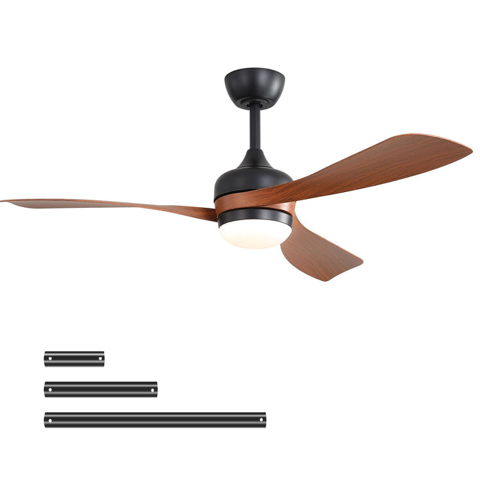 Ceiling Fan With 3 Blades, Remote Control, Reversible DC Motor, Noiseless Operation, 3 Downrods