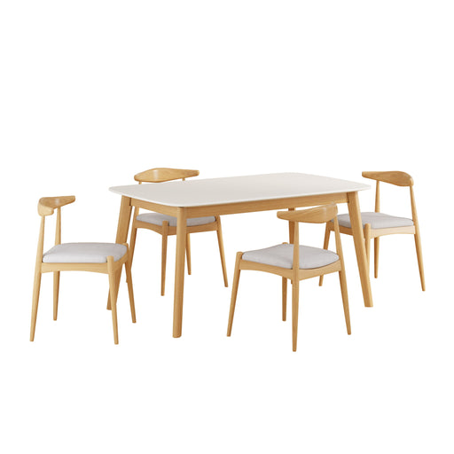 5 Piece Dining Set With Upholstered Chairs Noble House