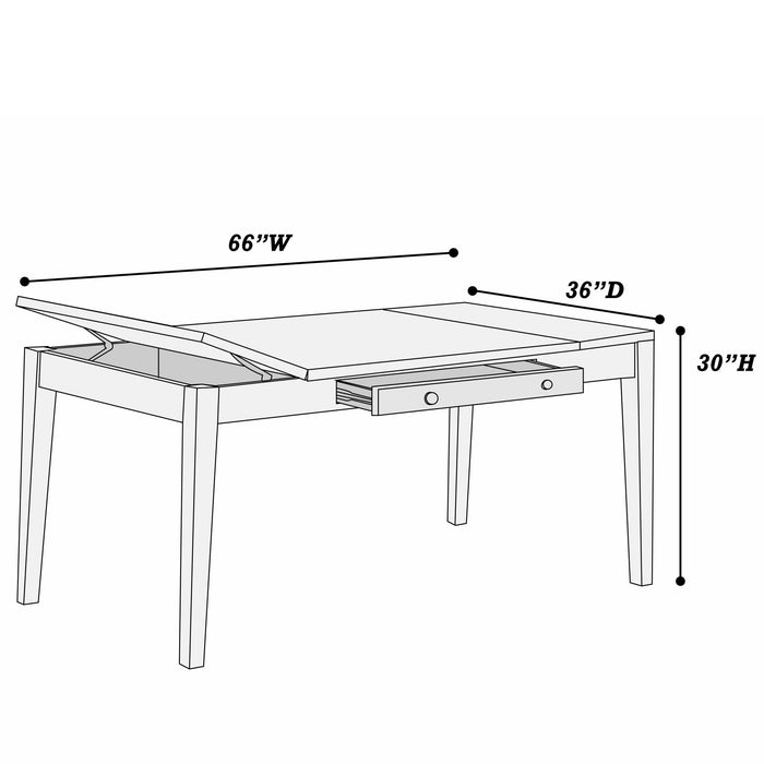 Dining Table With Built In Lift Top Storage And Drawer, Rectangular Furniture - Walnut Home Essentials