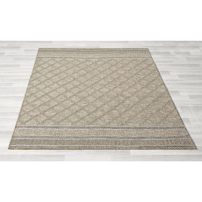 5' X 7' Geometric Handmade Outdoor / Indoor Area Rug - Gray