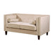 Button Tufted Square Arm Loveseat Sofa With Nailhead Trim, Upholstered 2 Seater Couch - Ivory US Pride