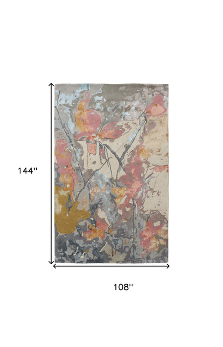9' x 12' Floral Hand Tufted Area Rug - Ivory And Blue