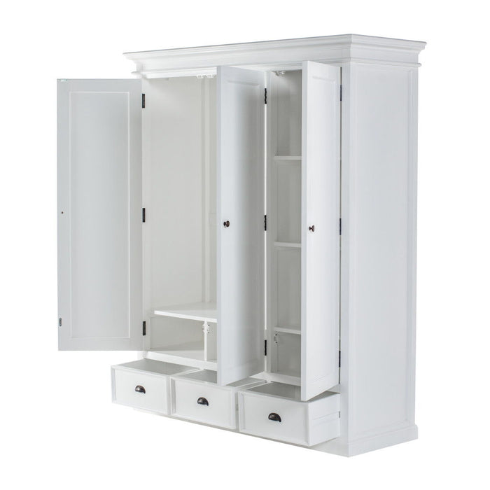 Solid Wood Frame Standard Curio Cabinet With Six Shelves - Off-White