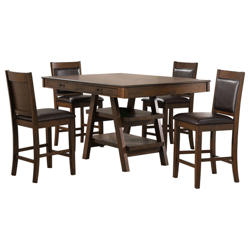 Ferrara - 5 Piece Counter Height Dining Set With Chairs - Walnut Furniture Max