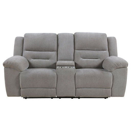 Sebring - Upholstered Manual Reclining Loveseat With Center Storage Console - Gray Furniture Max