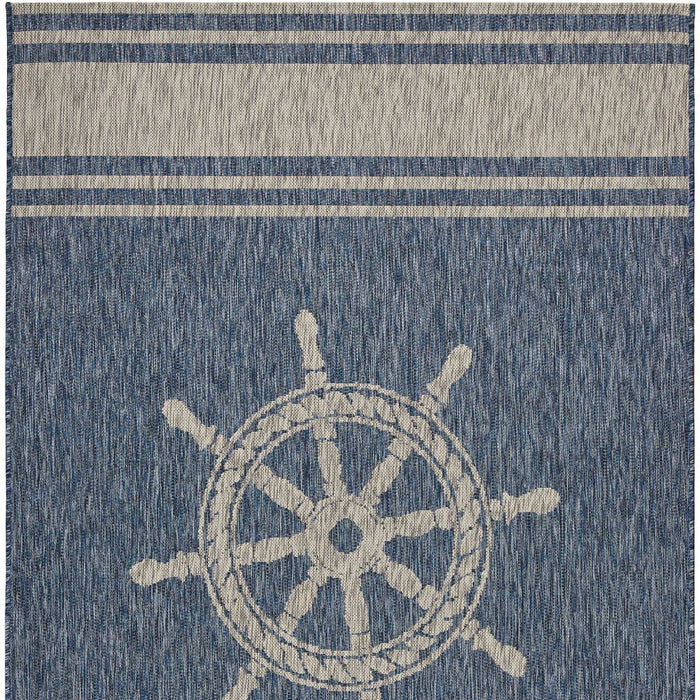 8' X 9' Outdoor / Indoor Area Rug - Blue / Gray