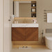 Wall Mounted Bathroom Vanity With Sink, Soft Close - Walnut / White Home Essentials