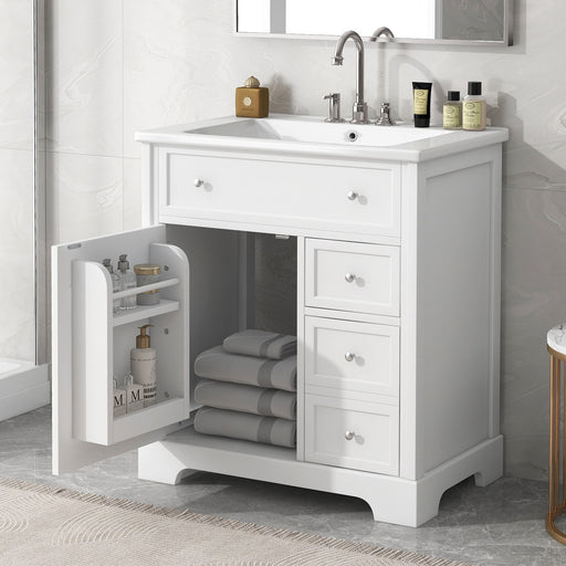 Bathroom Vanity With Sink Top, Cabinet With Door And 2 Drawers - White Hearth and Haven