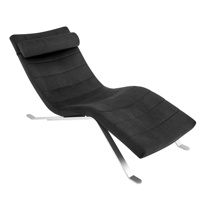 Velvet Lounge Chair - Black And Silver