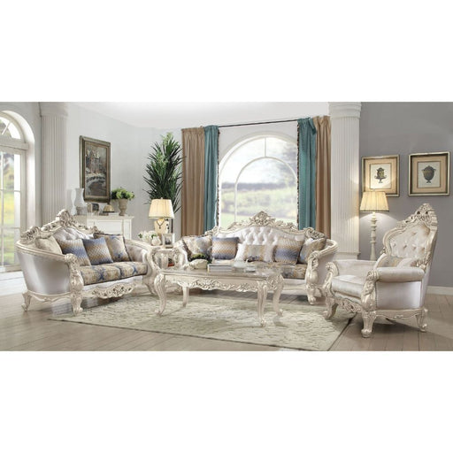 Gorsedd - Chair With Pillow - Fabric & Golden Ivory ACME