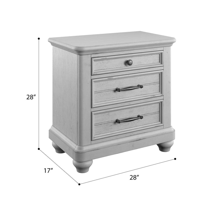 3 Drawer Nightstand With USB - Gray - Wood Emerald Home