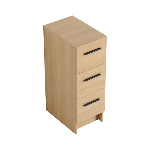 Slim Freestanding Bathroom Storage Cabinet, 3 Drawers - Light Oak Home Essentials