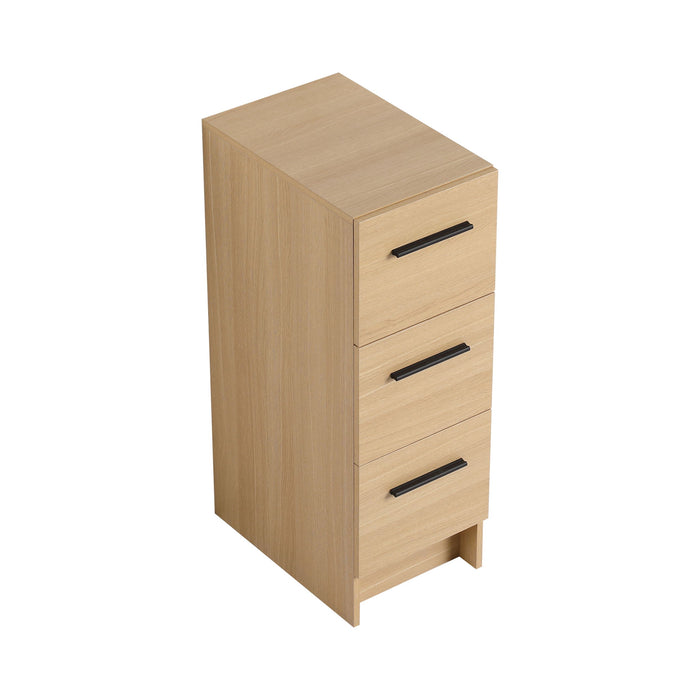 Slim Freestanding Bathroom Storage Cabinet, 3 Drawers - Light Oak Home Essentials