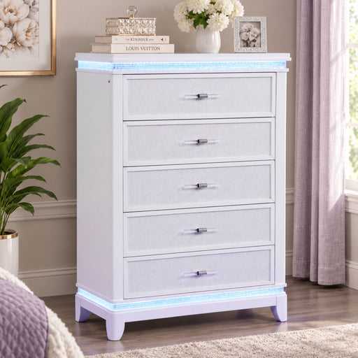 Opium - 5 Drawer Chest - White Matrix Furniture Group